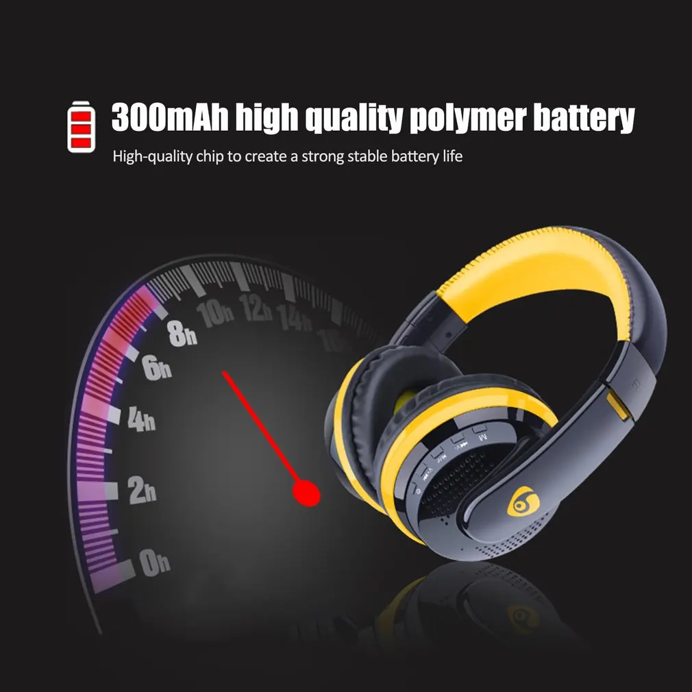 Накладные Наушники Hi-Fi бас стерео гарнитура Nirkabel FM радио Kartu TF MP3 Воспроизведение Handsfree Dengan Mikrofon