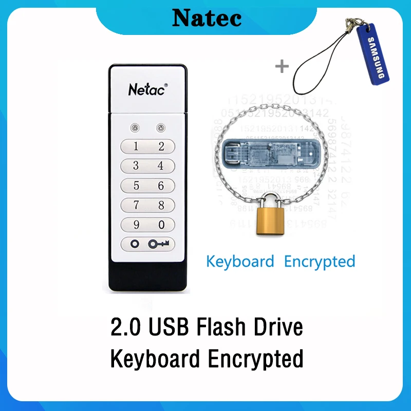 

Netac Keyboard Encrypted USB 2.0 Pendrive 64gb 32gb USB Flash Drive 32 64 16 GB Pen Drive USB Flash Stick Disk on Key Memory