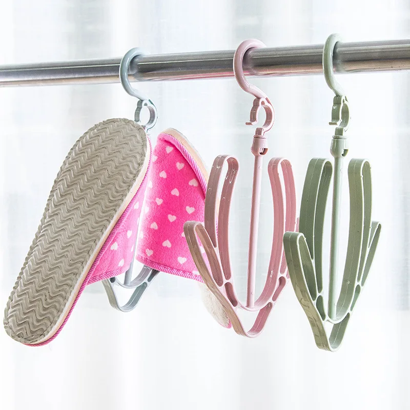 

MASCOTANGEL Plastic Shoes Drying Rack 2 Hooks Vertical Hang PP Clothes Rack Balcony Shoes Racks Outdoor Windproof Sandals Hook