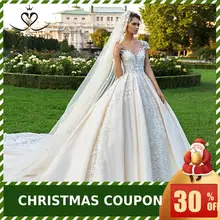 Великолепное свадебное платье с аппликацией, юбка-лебедка, кружевное бальное платье с рукавом-крылышком, платье для невесты принцессы, Vestido de Noiva F107