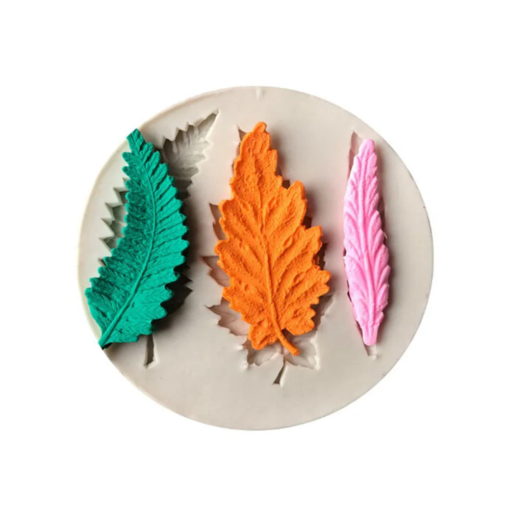 3pcs/set Three Kinds Of Leaves silicone mold fondant cake decorating tools Chocolate for baking molds pastry |