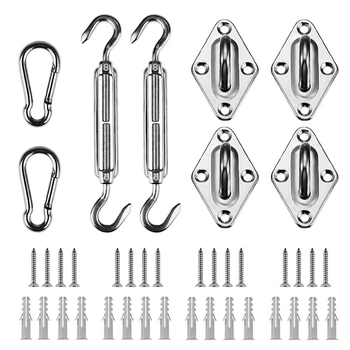 

24Pcs Shade Sail Hardware Kit for Rectangle Heavy Duty Sun Shade Sails Installation 8 Inch for Deck Garden Lawn Patio