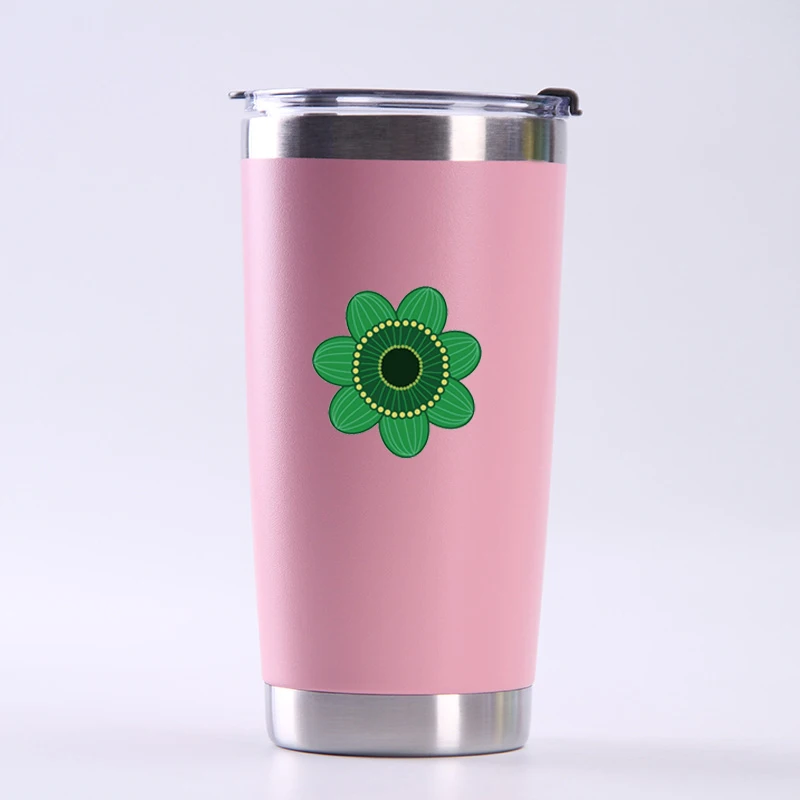 Best Double wall stainless steel mug cup water bottle car cup green flower print logo mug