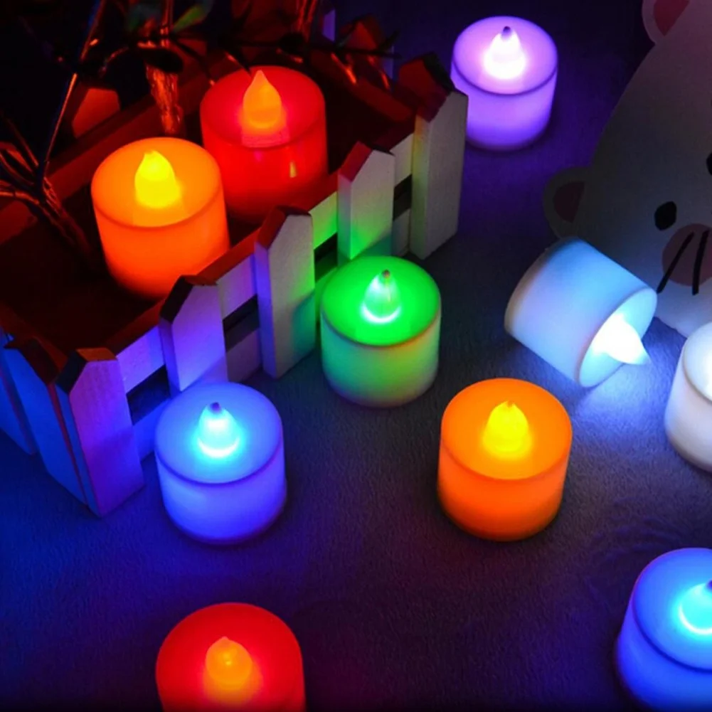 Светодиодный светильник-свеча, 5 шт., многоцветная Лампа, имитация цвета пламени, мигающий чай, украшение для дома, свадьбы, дня рождения