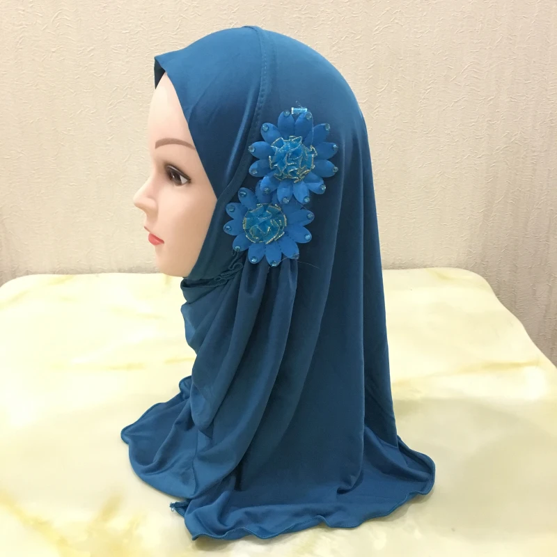 H1337 красивый хиджаб детский с 2 цветами, маленький мусульманский шарф, быстрая