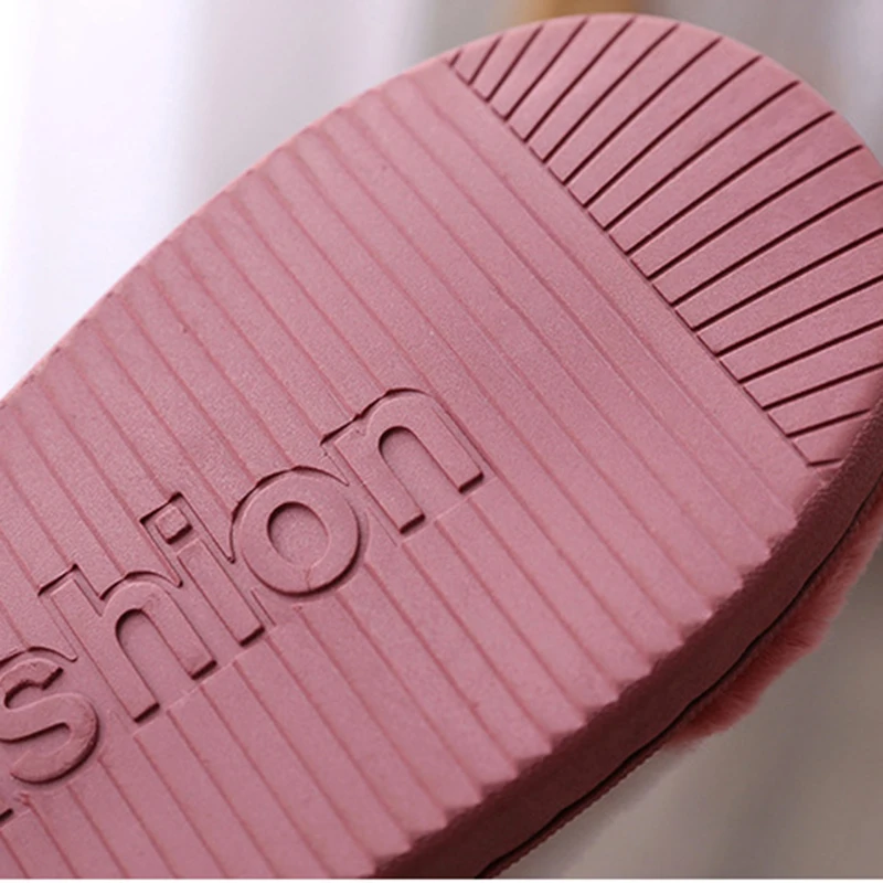 SWQZVT Plus size women slippers colorblock bedroom floor furry slippers women soft warm with fur home winter female shoes 2020 (13)