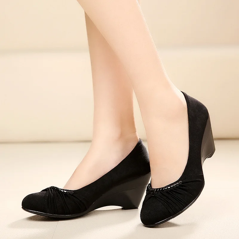 

Old Beijing WOMEN'S Casual Shoes Rongshun Low-Cut Comfortable Black And White with Pattern Slanted Heel Workwear Shoe Cover Foot