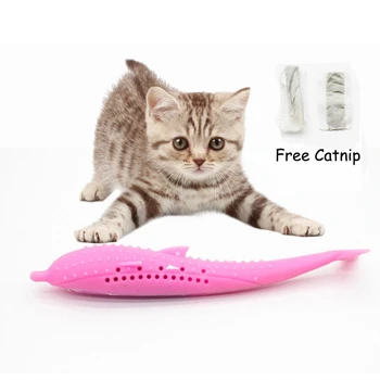 

Fish Shape Molar Stick Cat Toy With Catnip Eco-Friendly Silicone Chewing Toy For Cats Teeth Cleaning Toothbrush Toys New