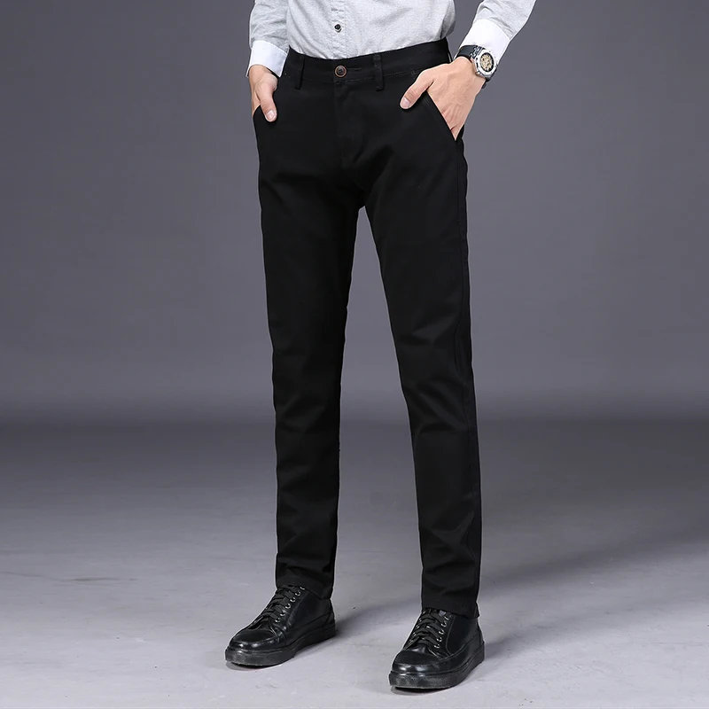 

Plus Size 40 42 44 46 Men's Casual Pants High quality Business Fashion Straight Elastic Slim Khaki Trousers Male Brand Clothes