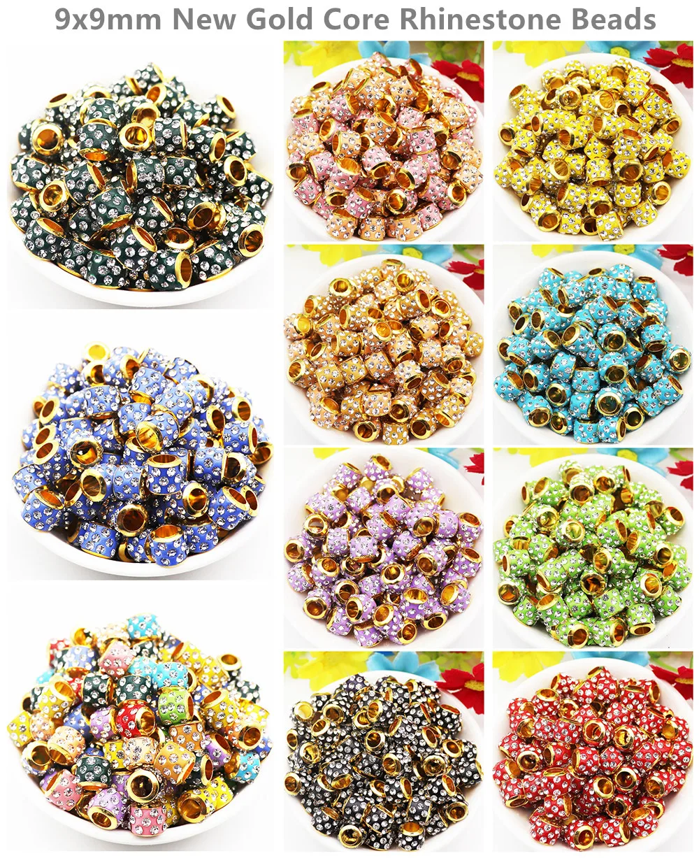20Pcs New Assorted Color Luxury Rhinestone Large Hole Spacer Fit Pandora Charms Bracelet Hair Beads for Women DIY Jewelry Making 20Pcs New Assorted Color Luxury Rhinestone Large Hole Spacer Fit Pandora Charms Bracelet Hair Beads for Women DIY Jewelry Making
