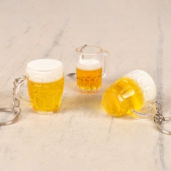 

Fashion Beer Bottle Charms Keychain Men Beer Mug Vintage Bottle Key Ring Chain Jewelry Women Bag Car Trinket Gift Souvenirs