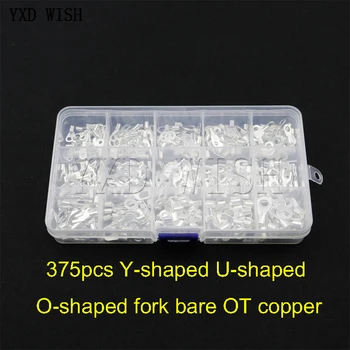 

375PCS Cold pressed Y-shaped U-shaped O-Shaped Round Fork Bare OT Copper nose fast crimping line Cold-pressed terminal