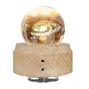 

Light-3D Crystal Ball Music Box Luminous Rotating Musical Box-Wood Base Best Gift for Birthday Christmas