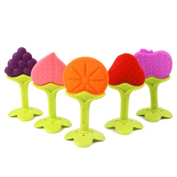 1pc anneau de dentition en Silicone de qualité alimentaire pour bébé, en forme de Fruit, jouets de dentition en Silicone pour bébé, jouets à mâcher 