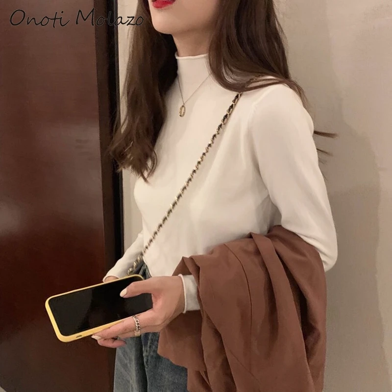 solid turtleneck sweater long sleeve knitted pullover chic vintage autumn winter office ladies basic tops pull femme hiver 2020