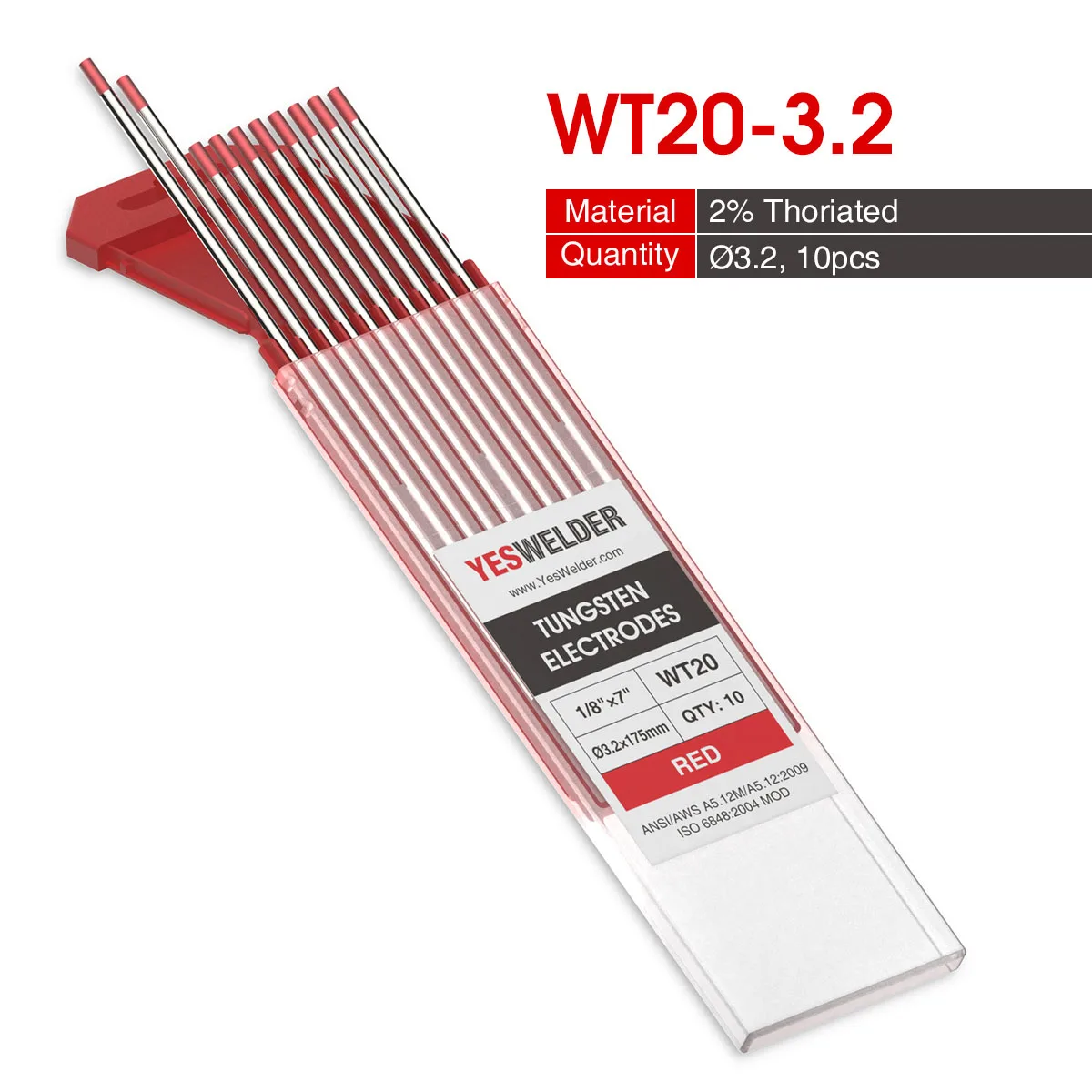 YESWELDER Вольфрам электроды сварочные электроды 1,0/1,6/2,4/3,2/4,0 мм WP/WT20/WC20/WL15/WL20/WX TIG сварочный аппарат аргоновой-присадочный пруток - Цвет: WT20-3.2