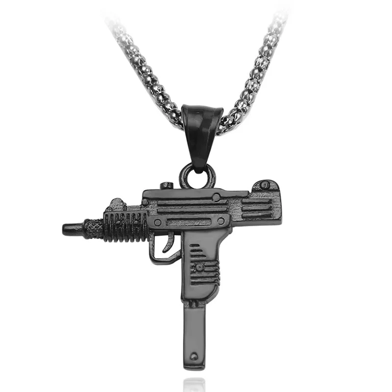 Золотое ожерелье пистолет УЗИ ожерелье с подвеской для мужчин сплав Полный Кристалл Bling цепочка с подвеской в виде автомата хип-хоп велосипедист аксессуары мужское ожерелье - Окраска металла: xl1558