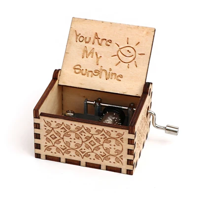 You are my sunshine Антикварная Деревянная ручная музыкальная шкатулка игра справа, Красавица и чудовище, Звездные войны музыкальная копилка подарок на день рождения, рождественский подарок - Цвет: You are my sunshine