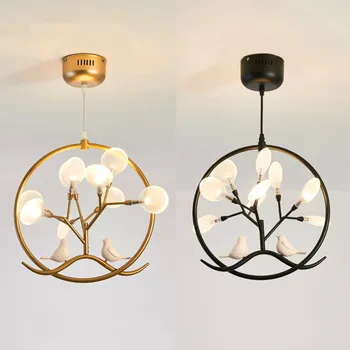 

Bird cage ring chandelier Lamp Nordic Design Tree Branch Chandelier Indoor home Kitchen Dining room Restaurant halo chandelier