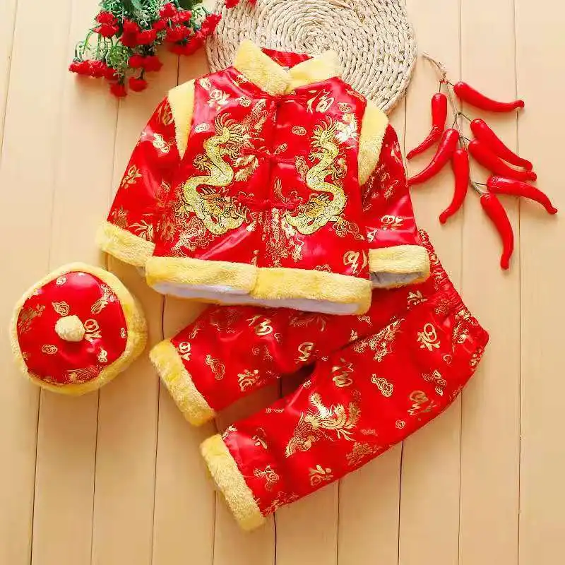 Комплект одежды из 3 предметов для новорожденных мальчиков от 6 до 9, 12, 18, 24 месяцев мой первый китайский новогодний наряд - Цвет: 04