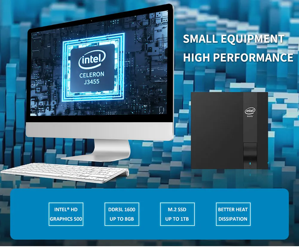 XCY мини-ПК Intel Celeron J3455 Четырехъядерный 4K HD graphics 500 двухдиапазонный Wi-Fi BT4.0 HDMI M.2 SSD type-C неттоп HTPC компьютер