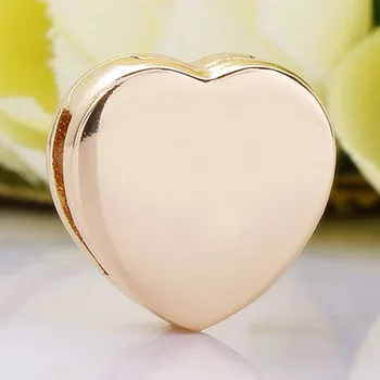 

Original Gold Color Shine Reflexions Smooth Love Heart Clip Beads Fit 925 Sterling Silver Charm Bracelet Diy Jewelry