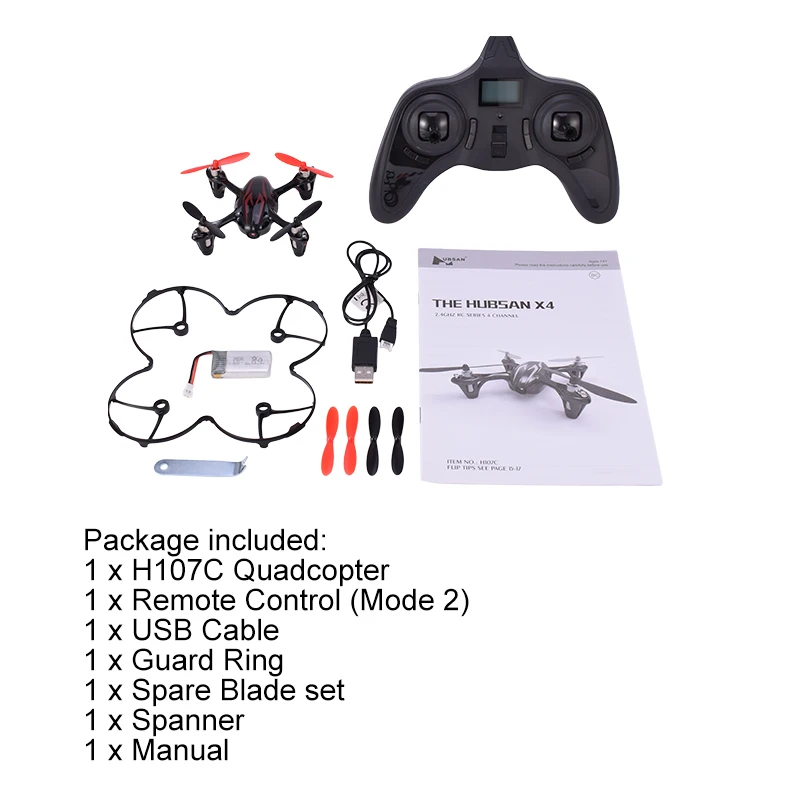 Hubsan H107C X4 2,4G 4CH 720P HD камера Радиоуправляемый квадрокоптер вертолет Дрон RTF со светодиодный подсветкой игрушки дистанционного управления черный Mode2