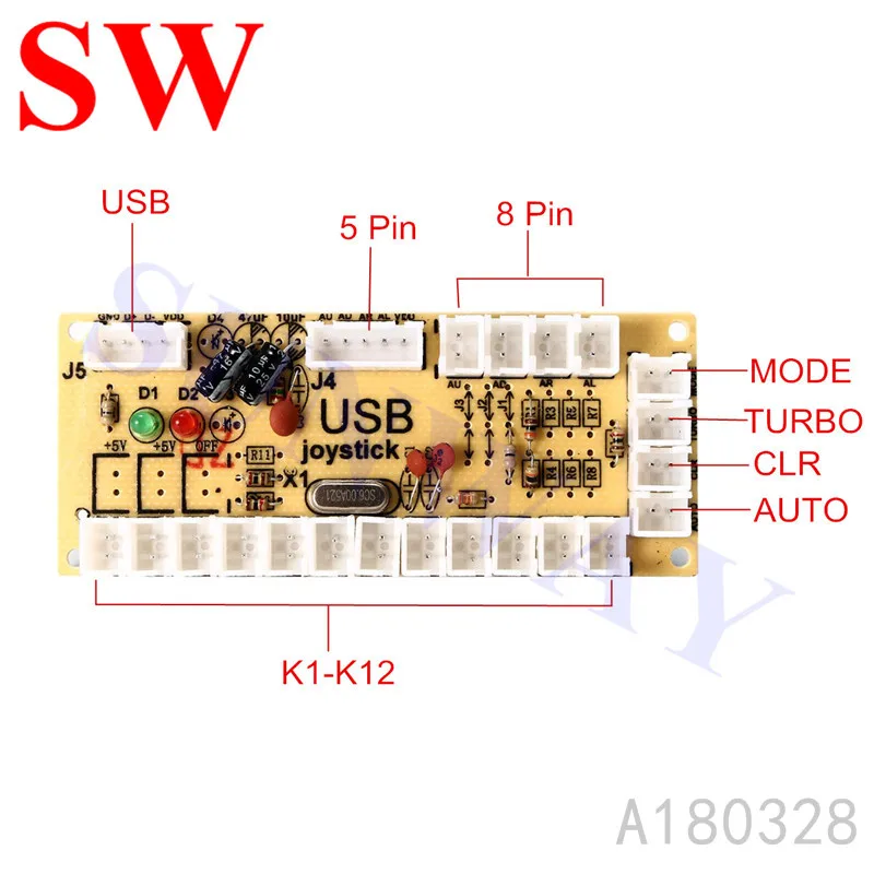 DIY аркадный джойстик комплект 5Pin кабель джойстика 24 мм/30 мм кнопки USB энкодер Овальный шариковый джойстик 5 цветов на выбор