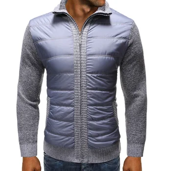 

2019 New Men's Thick Sweater Coat Male Autumn Winter Down Sweatercoat Black Blue Gray Zipper Sweater Jacket Outerwear