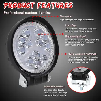 

Replacement Work Lights White Round Spot/Flood Driving Accessory Parts