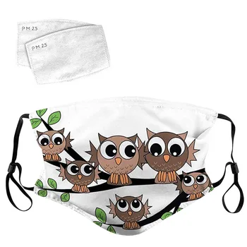 

OWL print masks for Face Washable Breathable Reusable 1PC Mask With 2PC Filter