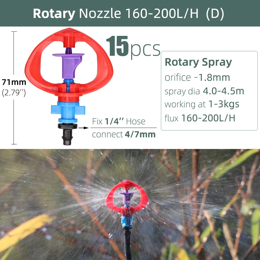 Greenhouse Barb Watering Sprinkler Irrigation System Garden Mist Emitters Stake Micro Spray Rotating Nozzles 1/4'' garden sprinkler,plants irrigation kits