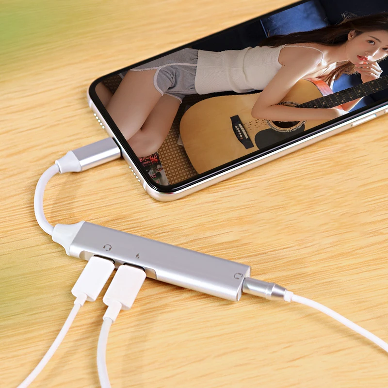 Аудиоадаптер USB Type C с разъемом 3 5 мм для наушников PD 0 Samsung S8 Huawei mate 9 Xiaomi