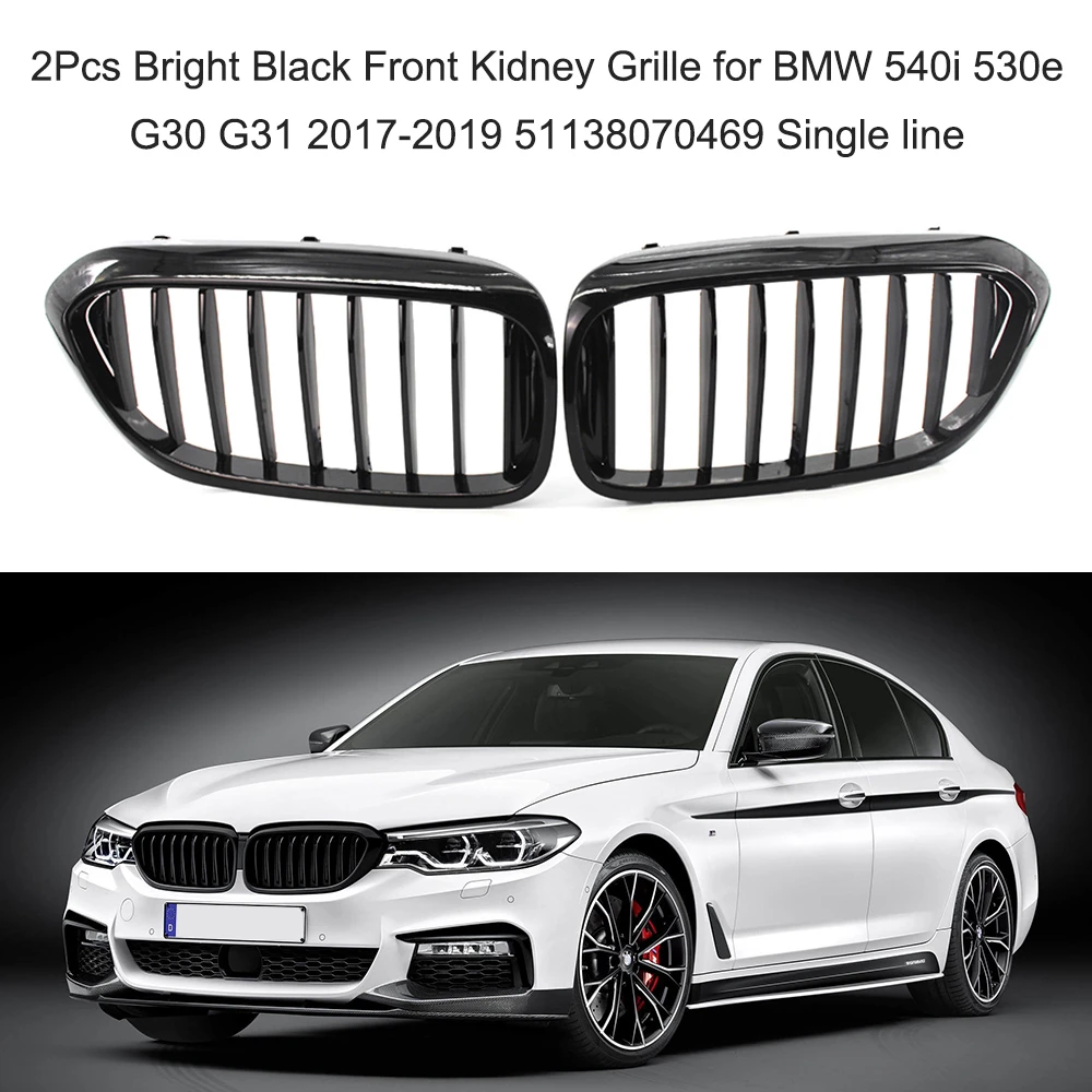 2Pcs Bright Black Front Kidney Grille for BMW 540i 530e G30 G31 2017 2019 51138070469 Single line Car Styling Grills| AliExpress