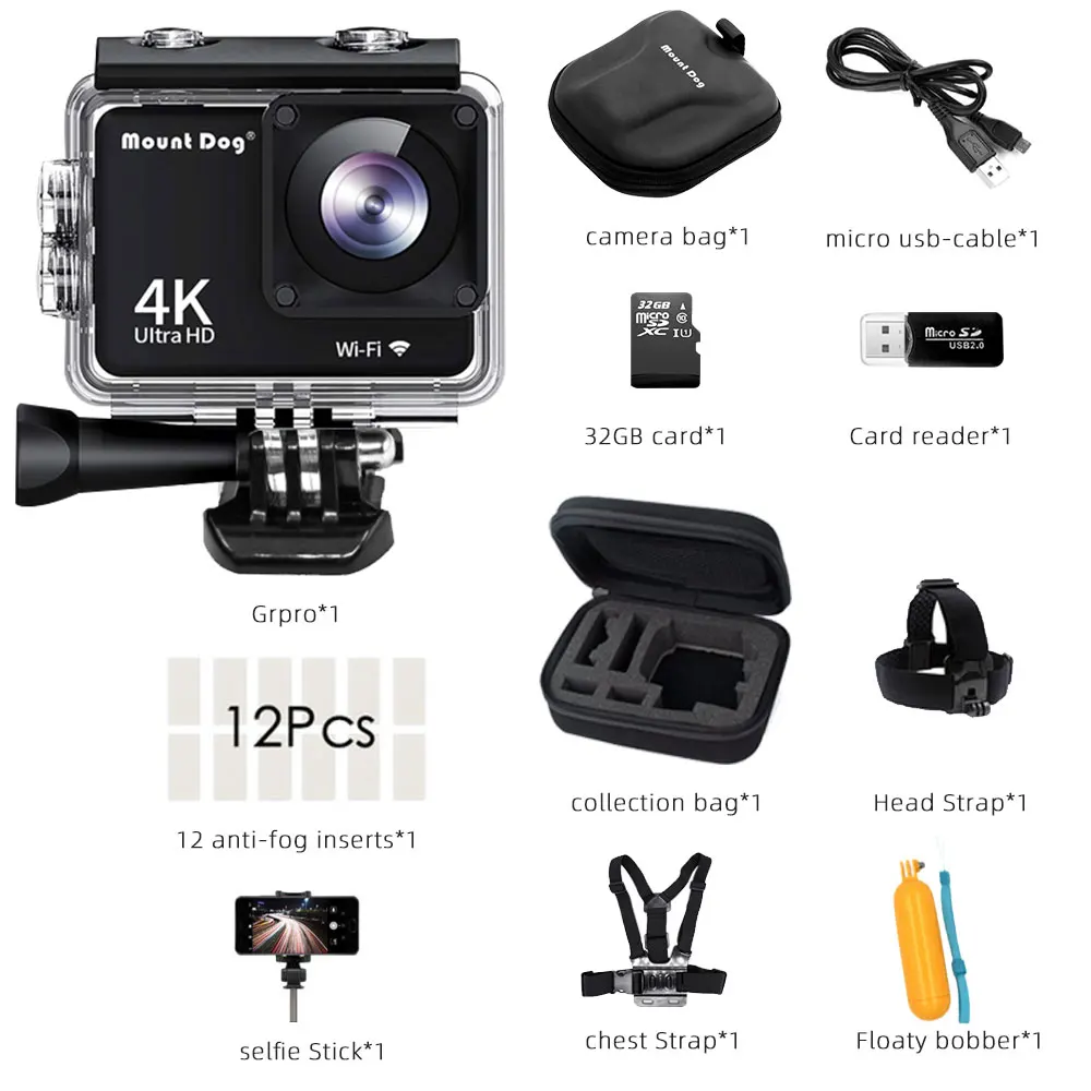option 3 Водонепроницаемая Экшн-камера Ultra HD 4K 1080P с ЖК-дисплеем и Wi-Fi, Спортивная видеокамера для перекодирования, подводные камеры - Цвет: option 3
