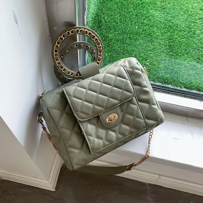 

Solid color handbag 2019 new Korean version of the lady handbag shoulder bag fashion twill small square bag