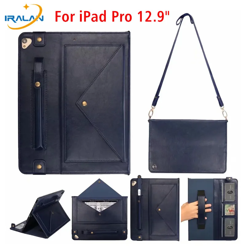 Envelope Style Handle Stand Case For Apple iPad Pro 12.9" 2017 With Pencil Holder Card Slot Cover Funda for 12.9 2015 Fundas |