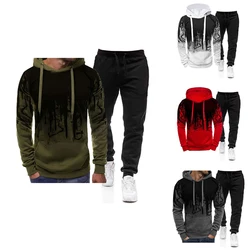 Ensemble 2 pièces sweat à capuche et pantalon pour homme, tenue de sport et de loisirs, motif fin, à la mode, nouvelle collection 