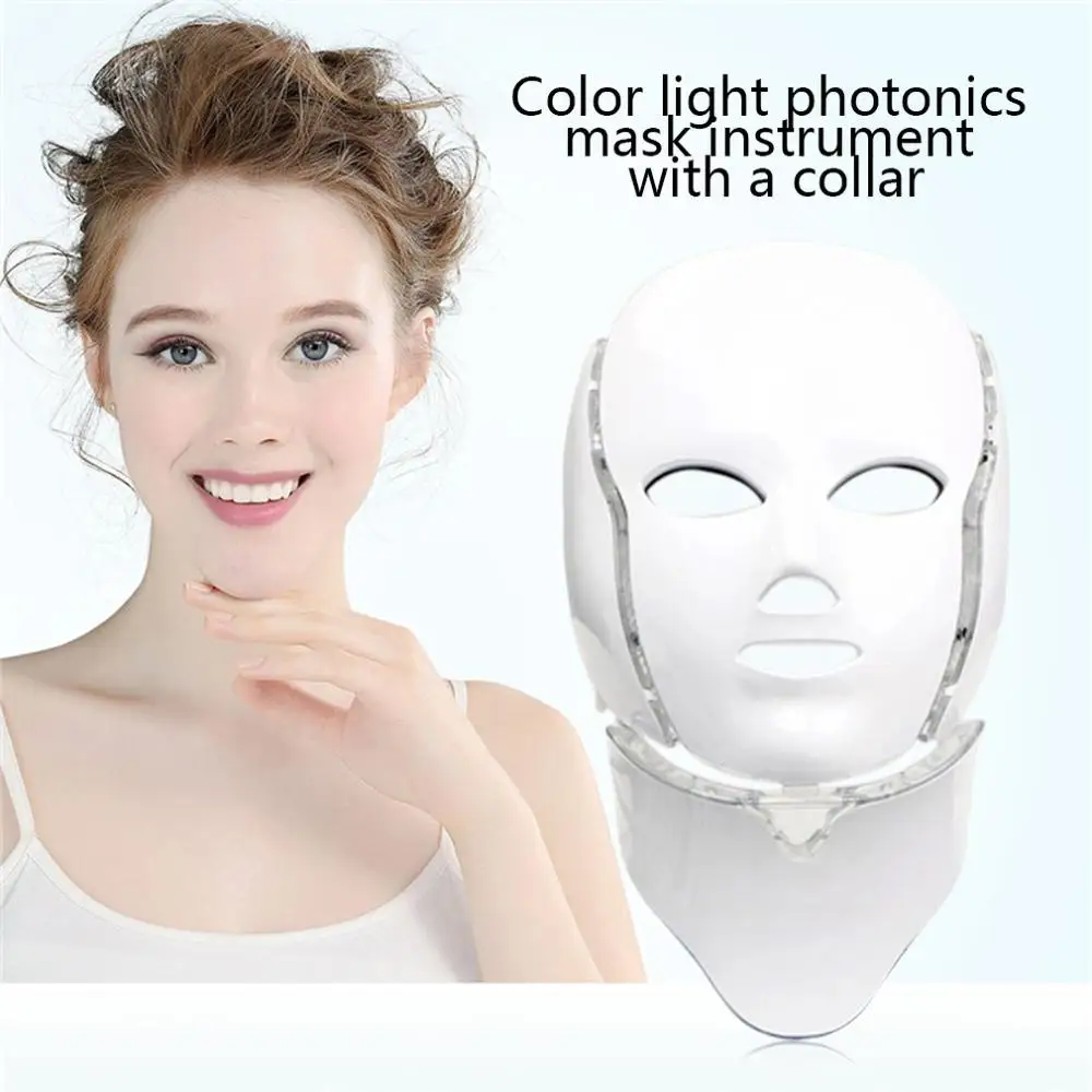 

Led Mask Colorful Optical Whitening Mask Instrument Red Blue Beauty Instrument Color Photon Mask Instrument With Bib