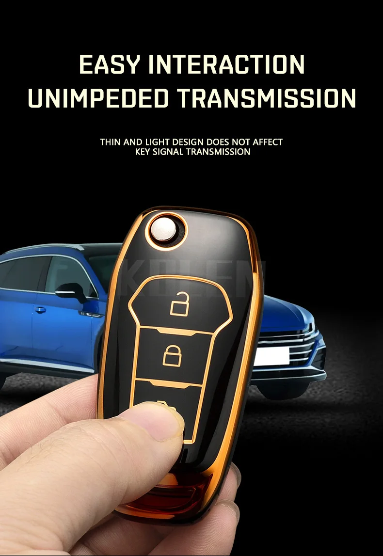 TPU Car Remote Key Case Cover Shell per Ford Fusion Fiesta Mondeo Ecosport Kuga Escort Everest Ranger F150 accessori senza chiave - H0e7977708bb44455a688d653b4a741db5