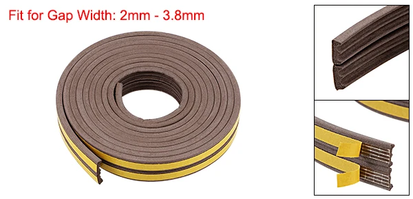 Brown 9mmx4mmx2.5m Uxcell 2 шт. пенопластовая лента для уплотнения клейкая лента EPDM 9 мм ширина 4 мм толщина 2,5 м 5 м длина 3 м ширина зазора 2 мм-3,8 мм 4 цвета - Цвет: Brown 9mmx4mmx2.5m