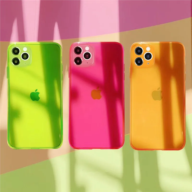 Luxury Neon Fluorescent Green Phone Case For Iphone 11 Pro Max Xr X Xs 7 8 Plus Se 2 Thin Soft Silicone Cover Clear Coque Phone Case Covers Aliexpress