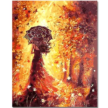 

WEEN Autumn Rhyme Girl DIY Oil Painting by numbers, Modern Wall Art Picture,paint by numbers kit for Kids&Adults,Acrylic Paint