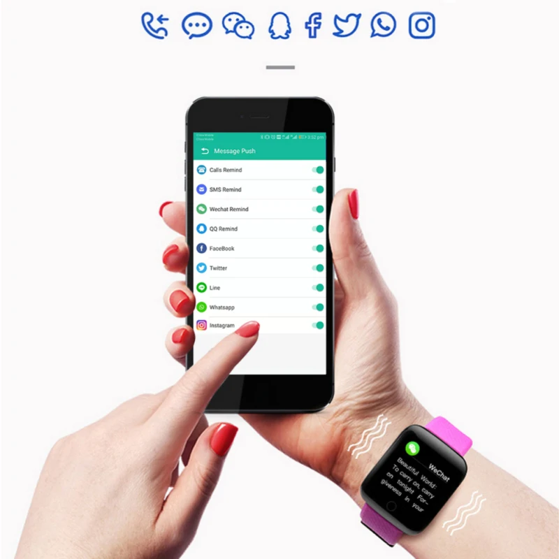 116 PLUS Smart Bracelet Band Heart Rate Blood Pressure Monitoring Smart Sport Watch 1.3inch Color Display Smart Watch Men Women