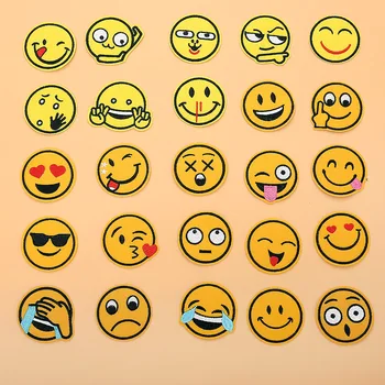 

Smiley face stickers embroidered cloth patch stickers Iron On Patches children's shoes and bag decorative stickers