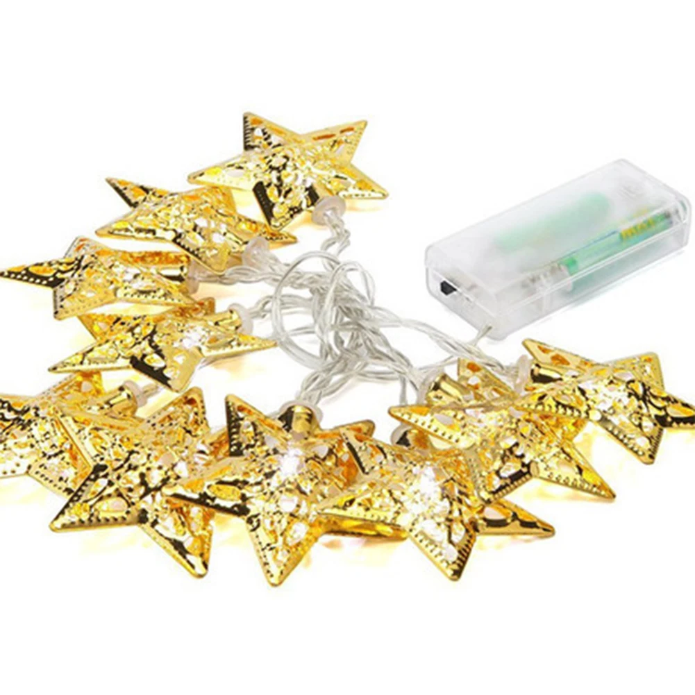 2m 20 LEDs Five-pointed Star Light String Twinkle Battery Powered Christmas Lamp Holiday Party Wedding Decorative Fairy Lights