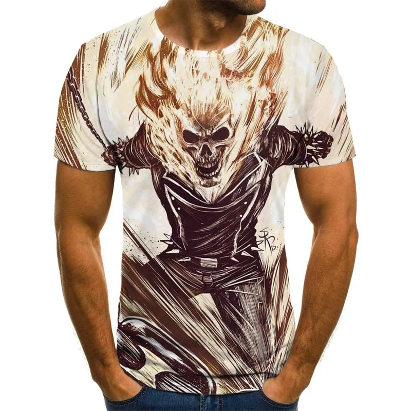 

Skull T-shirt Fashion Summer Short Sleeve Ghost Knight Cool T-shirt 3D Skull Printed Top Skull T-shirt Male