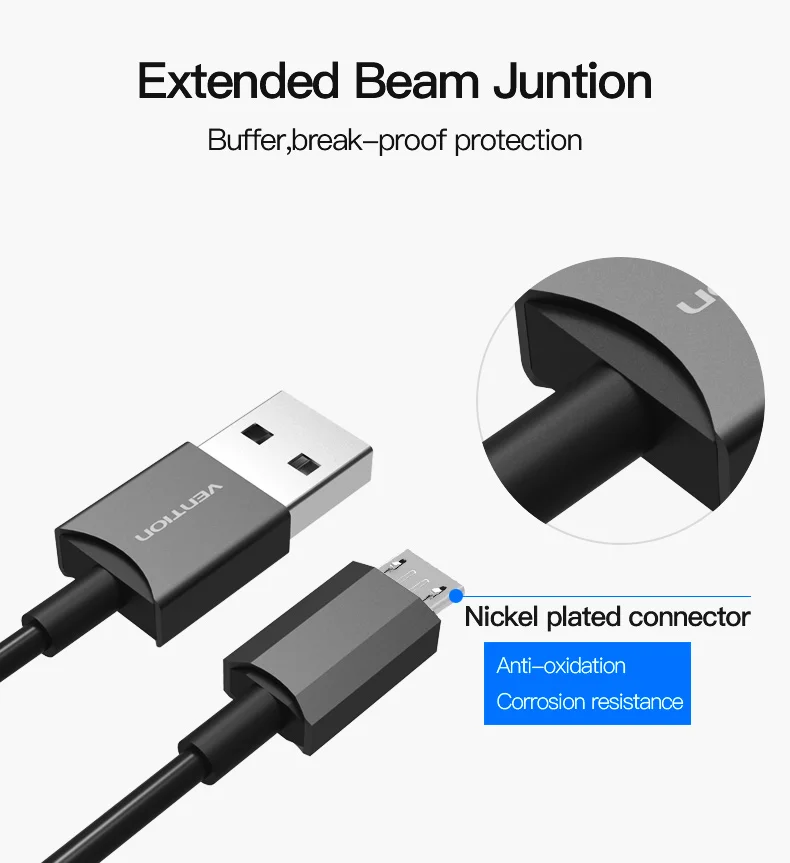 Vention Micro USB кабель для быстрой зарядки USB кабель для передачи данных кабель для мобильного телефона samsung Galaxy S4 htc LG Android смартфон Microusb