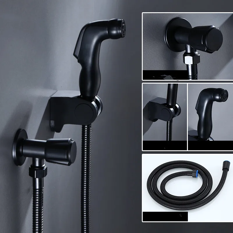 Description Picture 5 of itemBathroom Bidet Faucets 304 Stainless Steel Single Cold Toilet Shower Blow-Fed Spray Gun Nozzle Lavatory Tap Black Stopcock