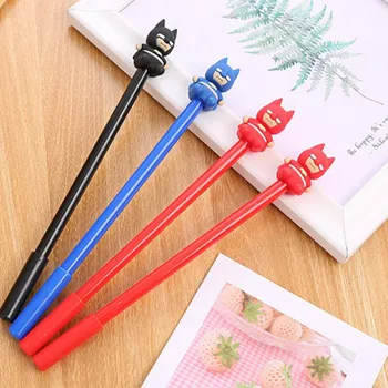

20PCs Creative Stationery Hero Writing Gel Pens Set Students Cartoon Batman Neutral Pen Cute Student Exam Black Ink Pen supplies